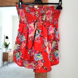 ROXY FLORAL SHOULDER FREE TOP SIZE MEDIUM